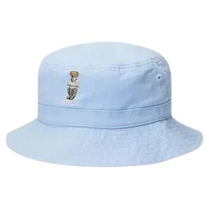 Polo Ralph Lauren Baby Bucket Hat 3M-9M Blue Bear Logo Embroidered Cotton Cap